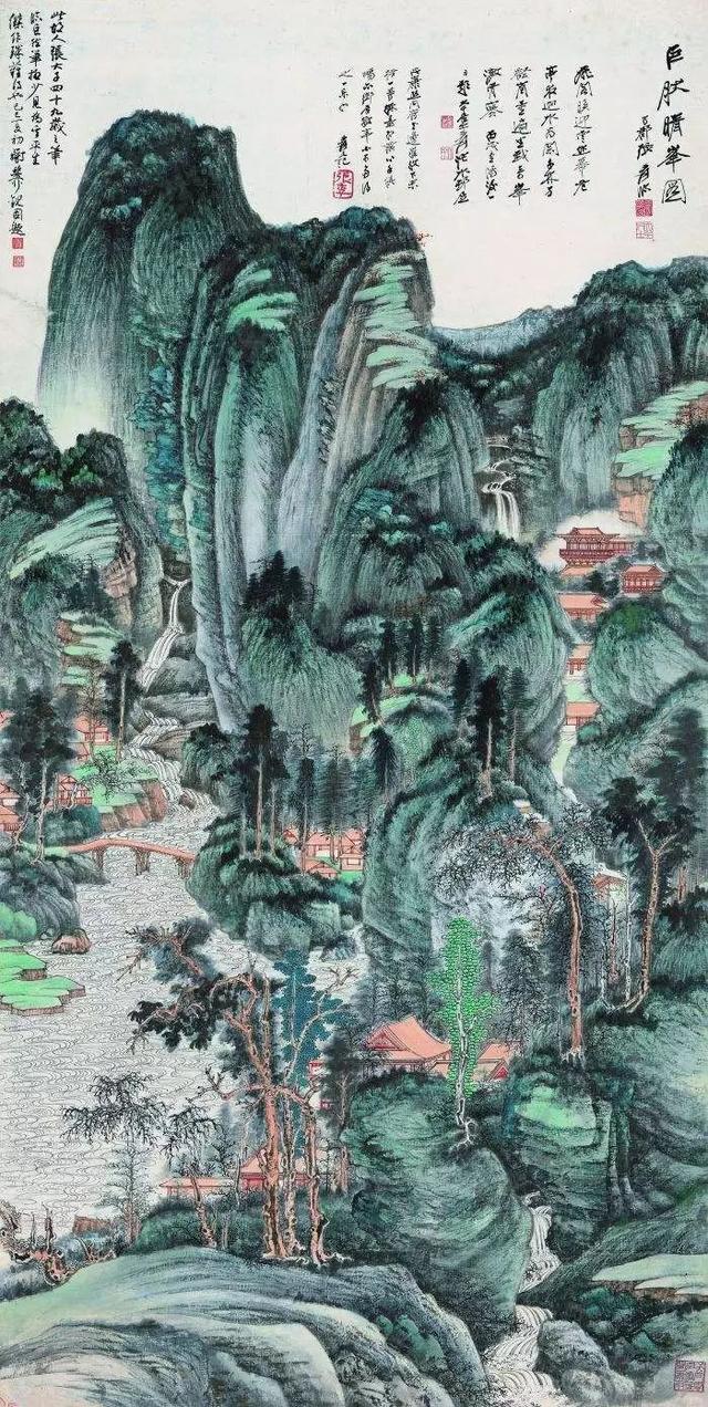 张大千 巨然晴峰图 168.5×85 cm 成交价：RMB 1.035亿元 拍卖公司：中国嘉德