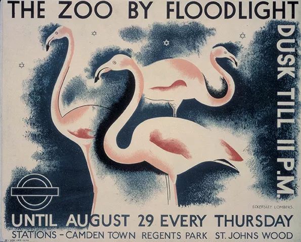 ▲The Zoo by Floodlight，1935Tom Eckersley and Eric Lombers