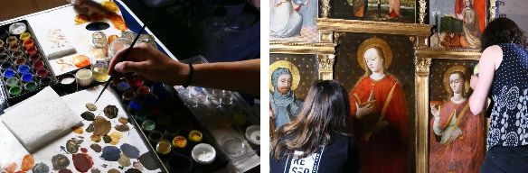 工作人员正在对即将展览的作品进行修复