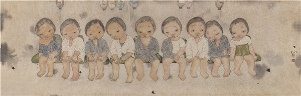 《朵朵》，王宏州，纸本水墨，91x280cm
