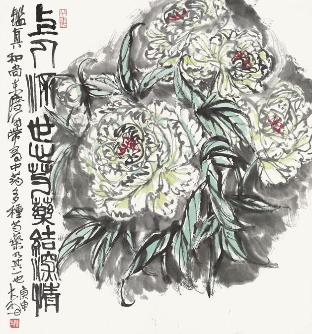 《芍药结深情》作者：陈大羽创作年代：1980规格：95cm×88cm品类：国画