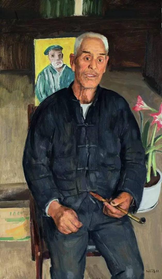 《陇东陈老汉之三》作者：朱春林创作年代：2015规格：115cmx67cm品类：油画