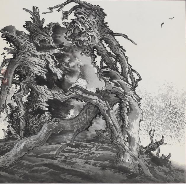 《老根》作者：冀有泉规格：68cm×68cm品类：国画