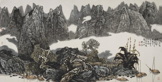 《江作青罗带》作者：黄格胜创作年代：2019规格：124cmx248cm品类：国画