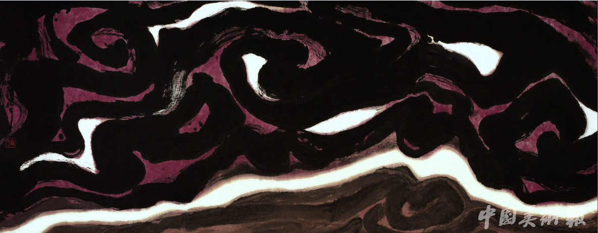 周韶华《九龙奔江》中国画144cm×365cm 1998年