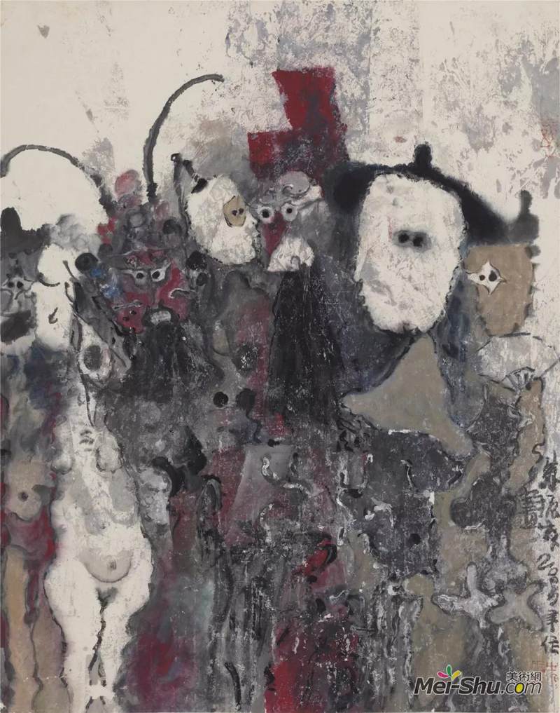 △戏剧人物 56.7×44.3cm 纸本重彩 2005年