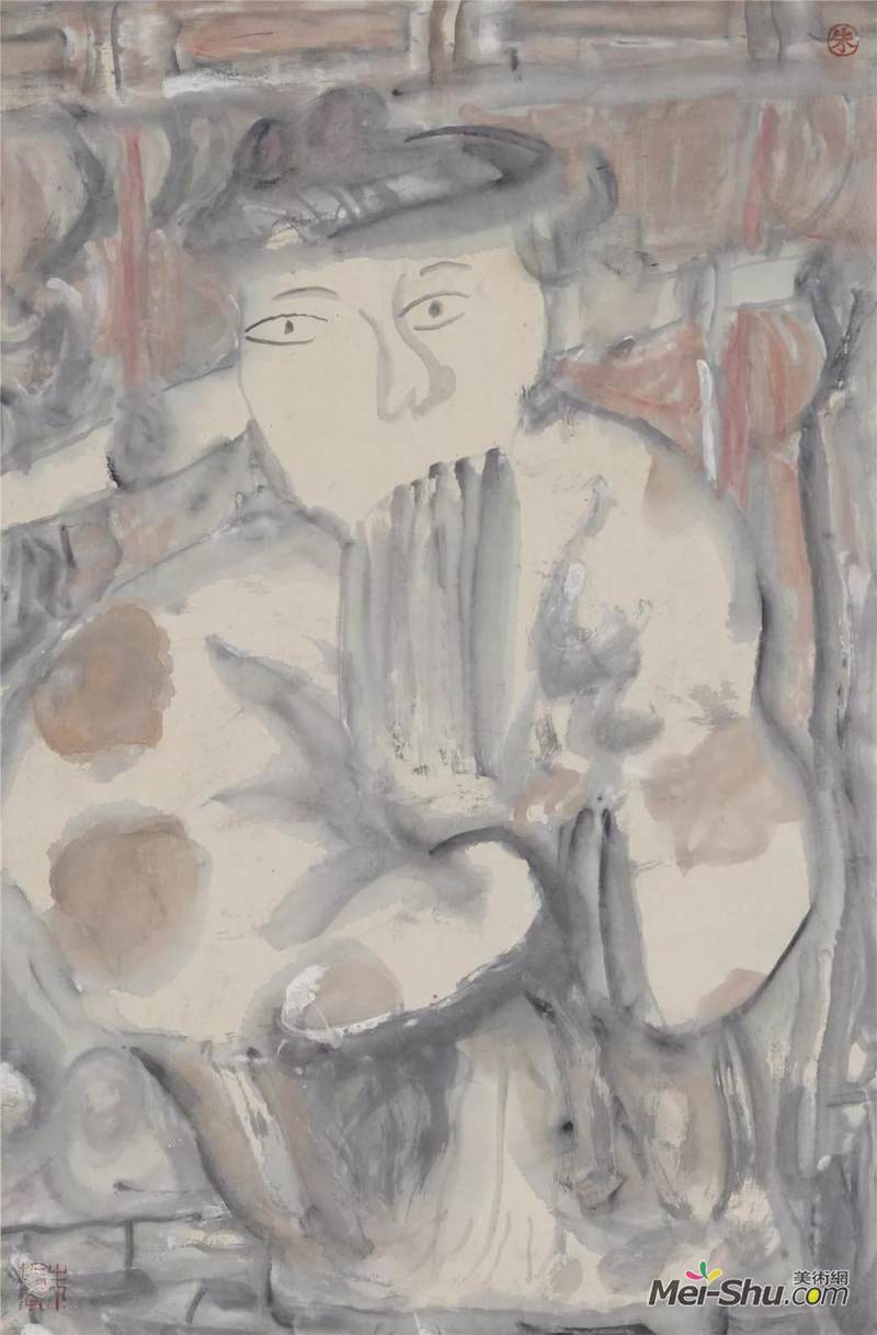△戏剧人物 57.7×37.6cm 纸本彩墨 1988年