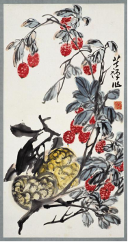 李苦禅 荔枝（轴） 1961年 64×34cm 纸本设色