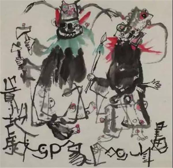 贵州地戏 | 纸本设色 | 68cmX68cm | 1985