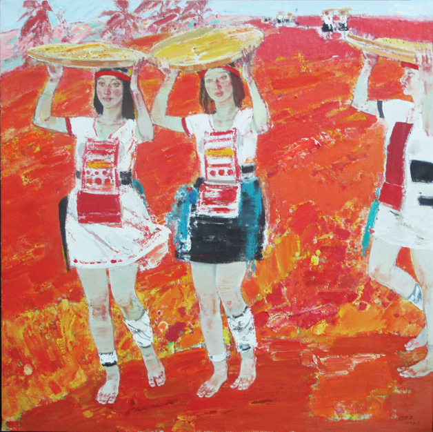 《邵族風情》作者：毛岱宗 规格：180×180cm