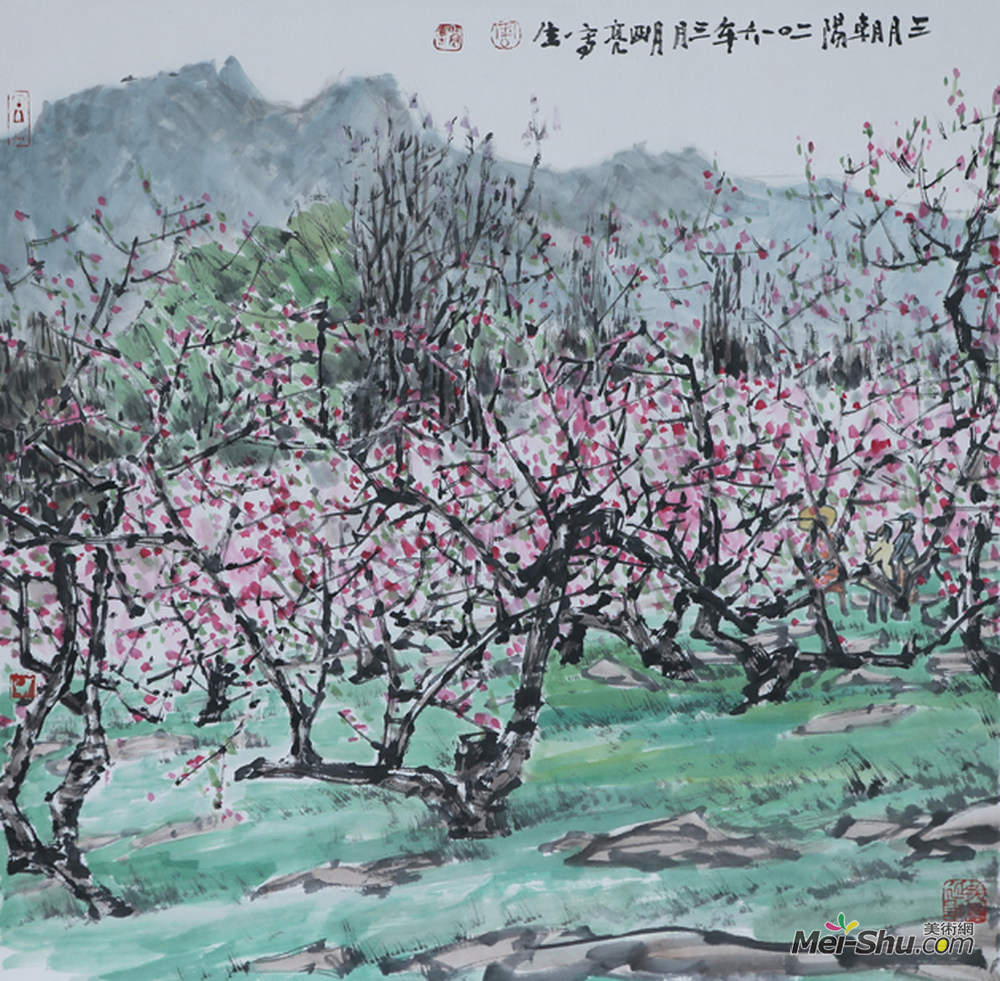 《三月朝阳》作者：周明亮 规格：68×68cm 品类：中国画