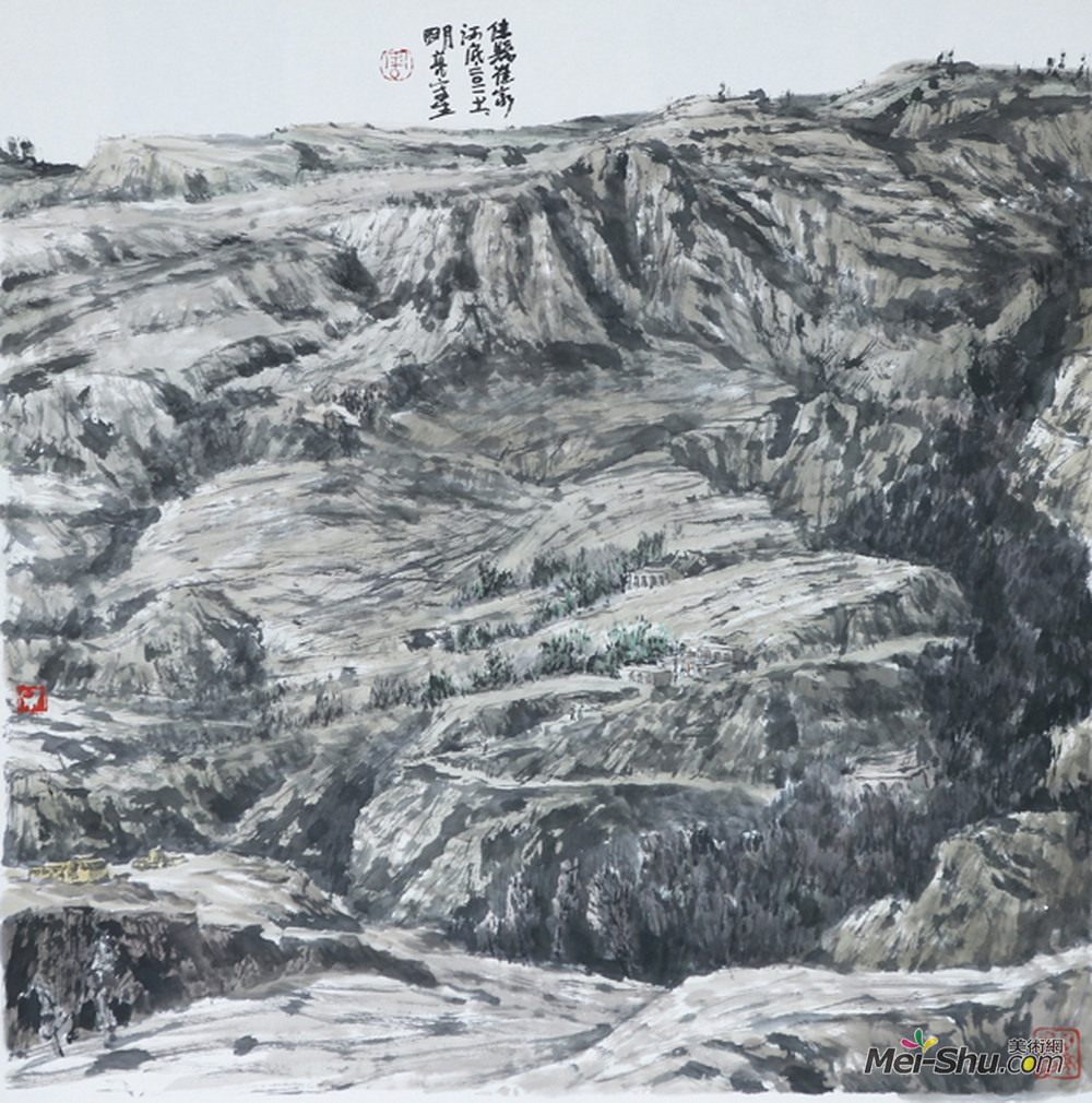 《佳县崔家河底》作者：周明亮 规格：68×68cm 品类：中国画
