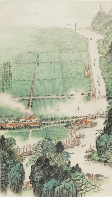 《锦绣江南鱼米乡》作者：钱松喦创作年代：1972规格：117cm×67.5cm品类：中国画