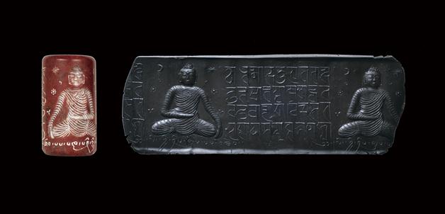 《滚印（Cylinder seals）系列·入定》作者：李逸 之创作年代：2017规格：高5cm  直径2.7cm品类：印度石  黑泥印拓