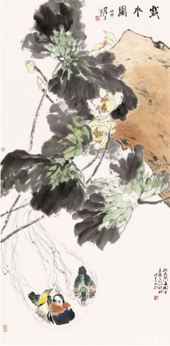 邓福星 戏水图 136cm×68cm 2016年