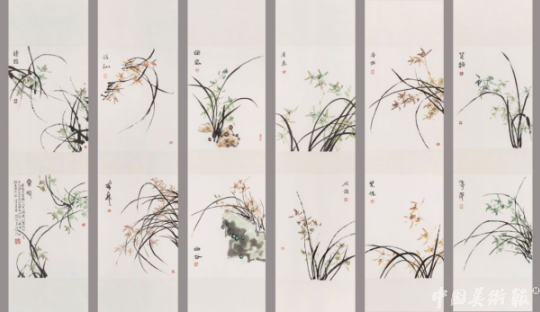 邓福星 兰花六条屏 136cm×34cm X6 2018年