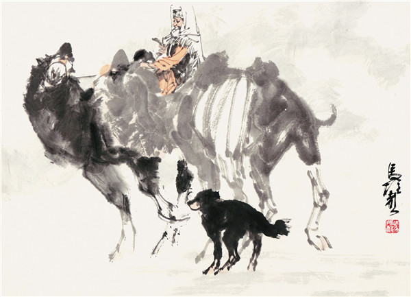 马振声 行旅图70cmx51cm 纸本设色 2013年