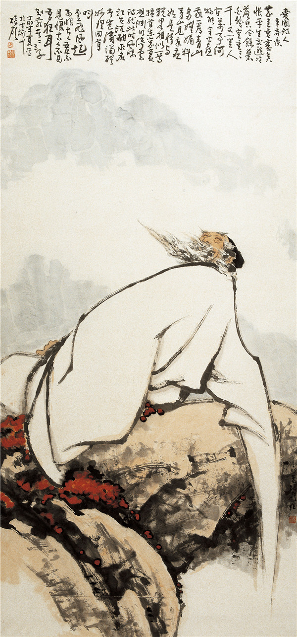 马振声 爱国诗人辛弃疾 198cmx103cm 纸本设色 1982年
