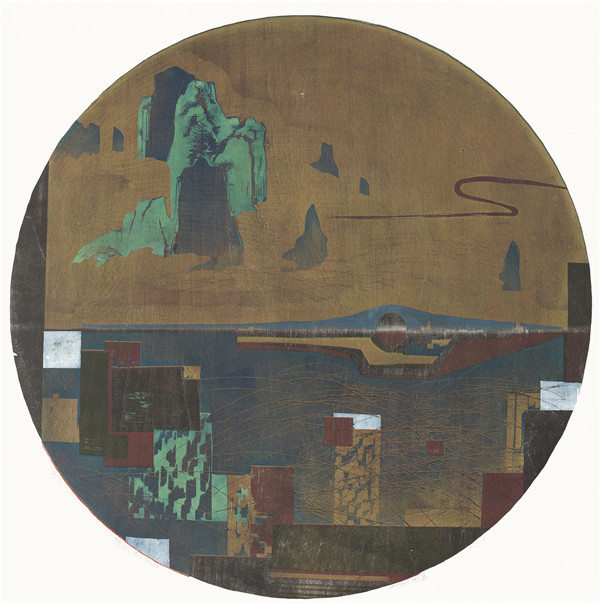 陈羽骞《梦断西湖》套色木刻 D68cm 2018年
