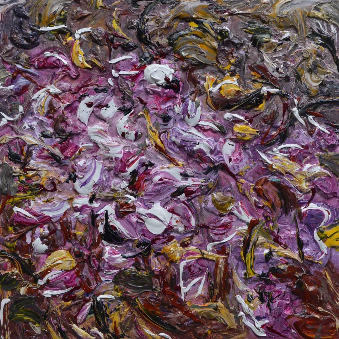 《侵染紫色》，60.9x60.9cm，布面丙烯，2016