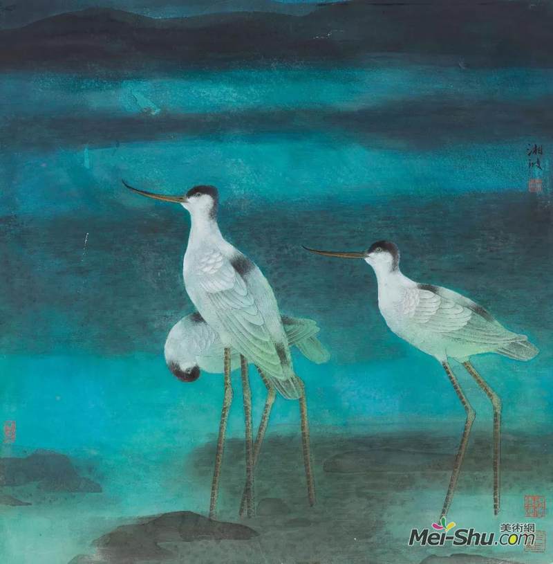听涛66cm×65cm纸本设色