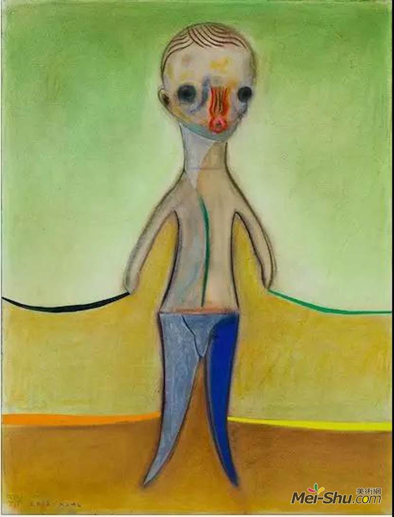 《无题》，2016年，59 x 47 cm，丙烯、粉彩、纸上拼贴