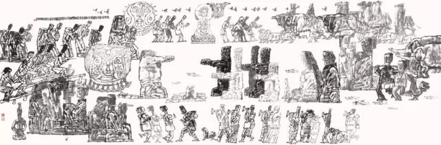 杨晓阳《生生不息之三 》纸本水墨 198cm×600cm 2012年