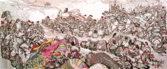 杨晓阳《黄巢进长安》 纸本水墨 250cm×110cm 1987年
