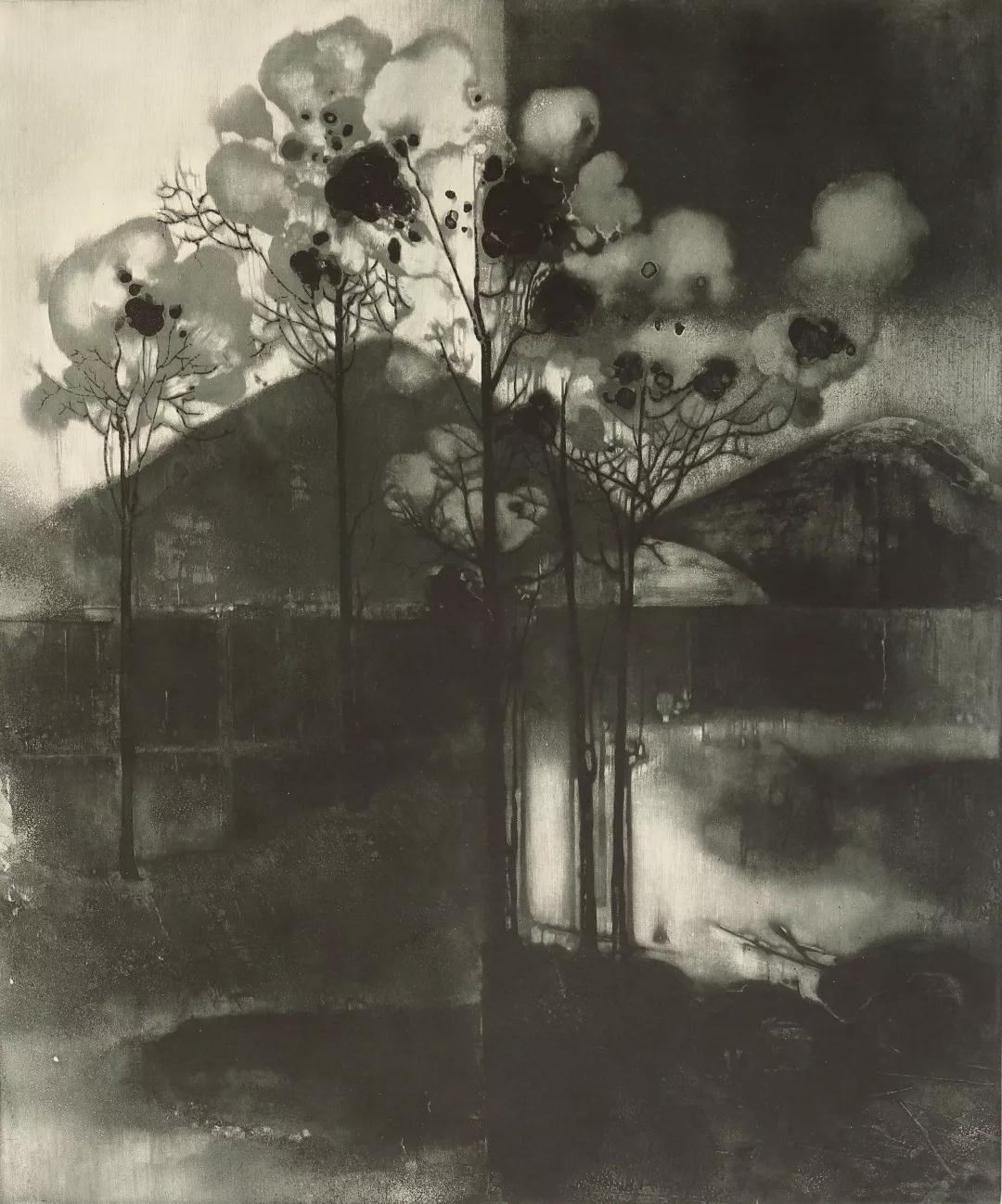 《四季组画之一：春山》铜版 50×60cm 2015