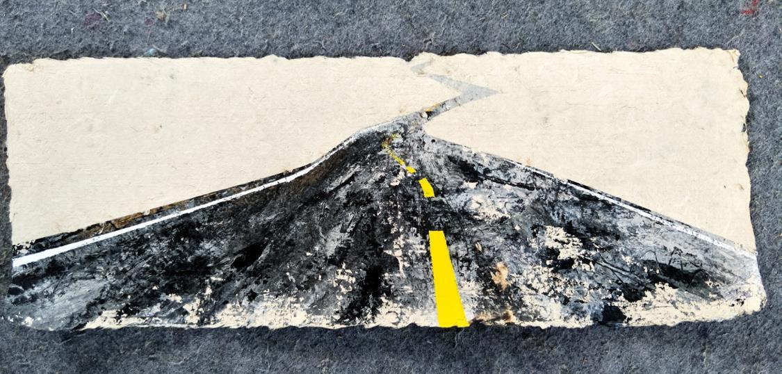 何富-《一路 NO.8》-22.5×61cm-东巴纸丙烯-2017