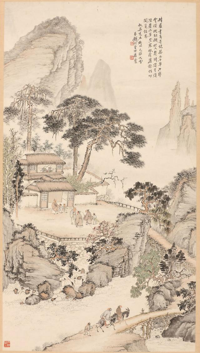 钱松喦仿古山水，过目不忘怀