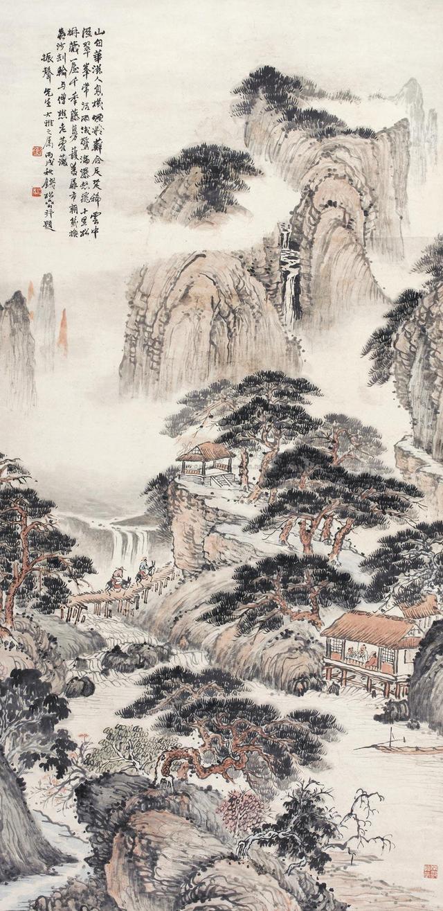 钱松喦仿古山水，过目不忘怀