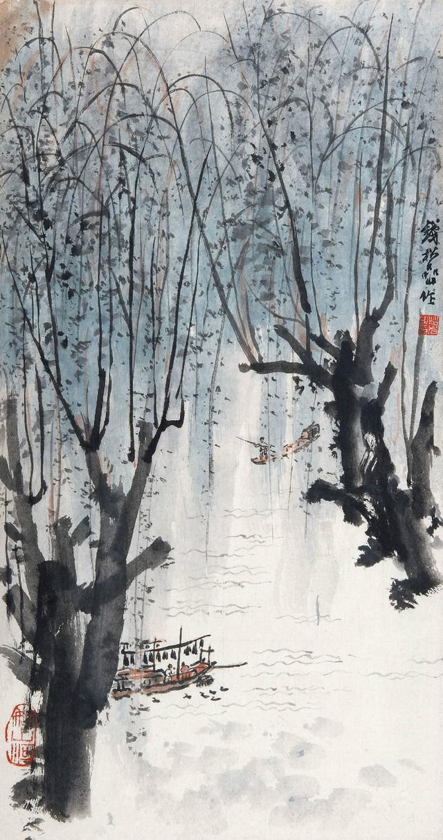 钱松喦仿古山水，过目不忘怀