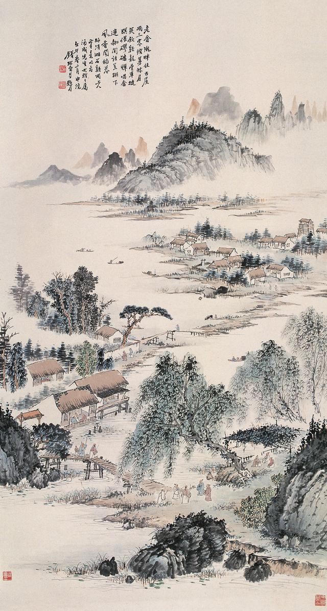 钱松喦仿古山水，过目不忘怀