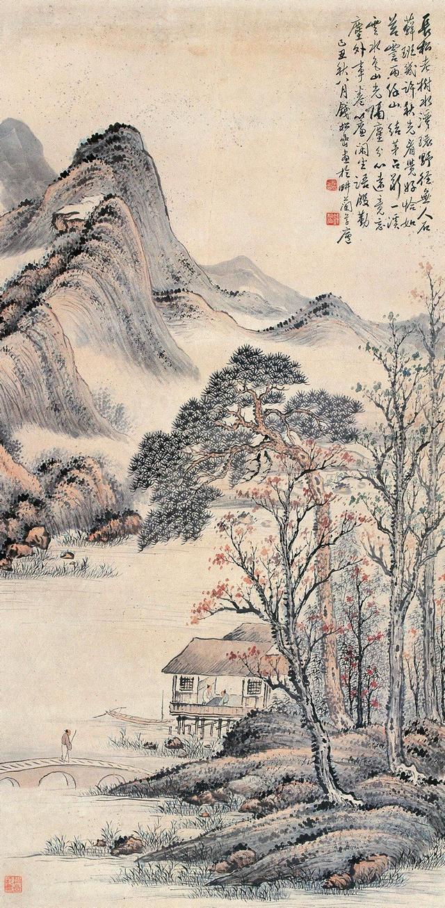 钱松喦仿古山水，过目不忘怀