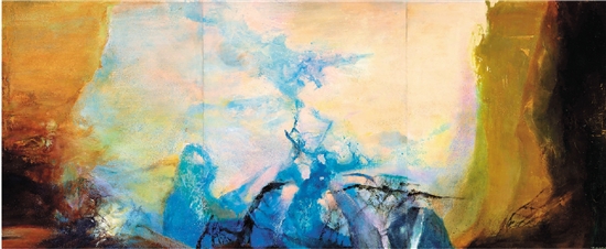 赵无极 三联作1987-1988 布面油彩 200×486cm 1987至1988年作 佳士得2019香港春拍 估价：1.2-1.5亿港元