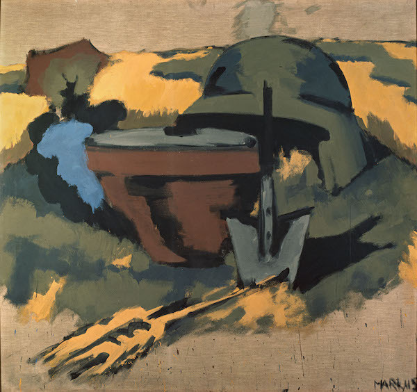 马库斯·吕佩尔兹《德式主题——酒神的赞美诗(二)/German Motif – dithyrambic II》，1972，胶画颜料画