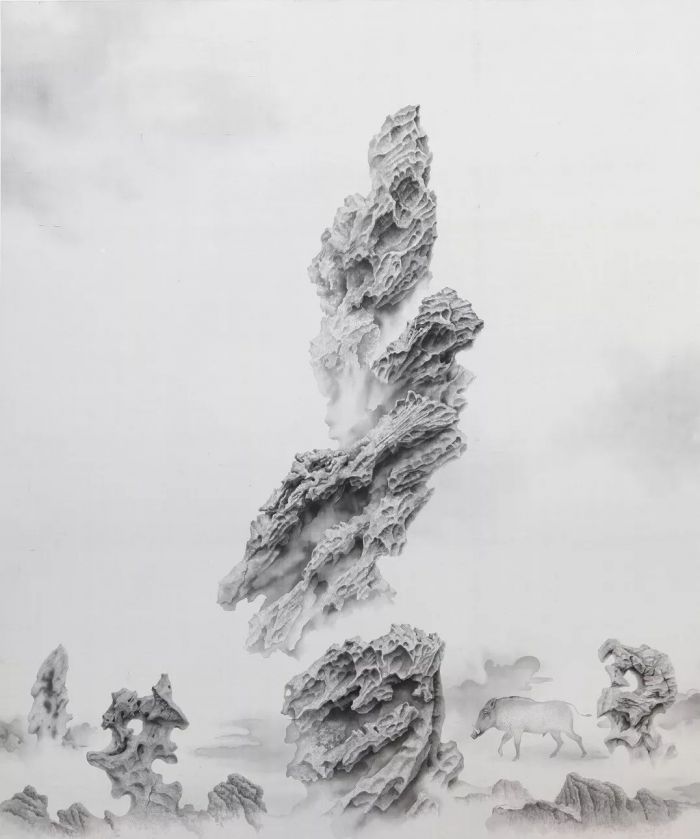 《冠云峰》2018年绢本水墨 136x104cm