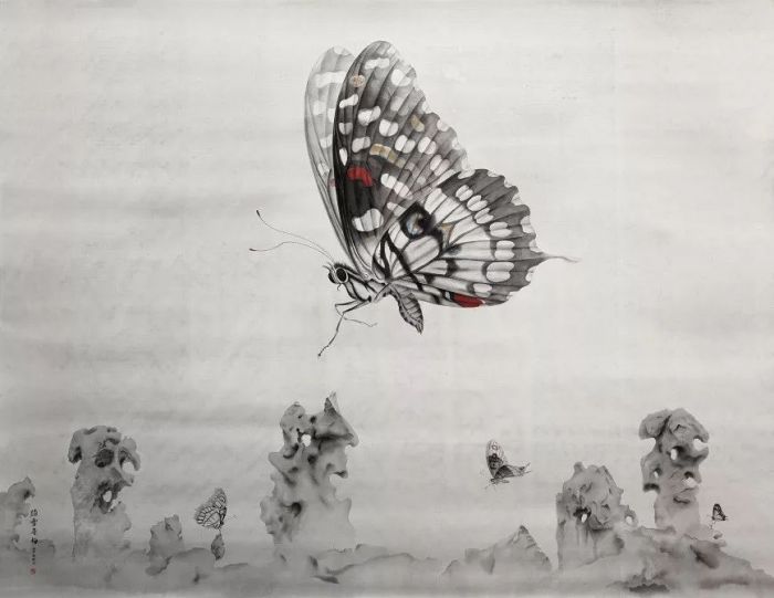 《踏雪寻梅》绢本水墨 206x158cm