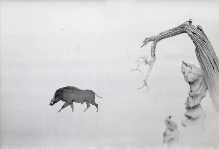《行者》2018年绢本水墨 153x110cm