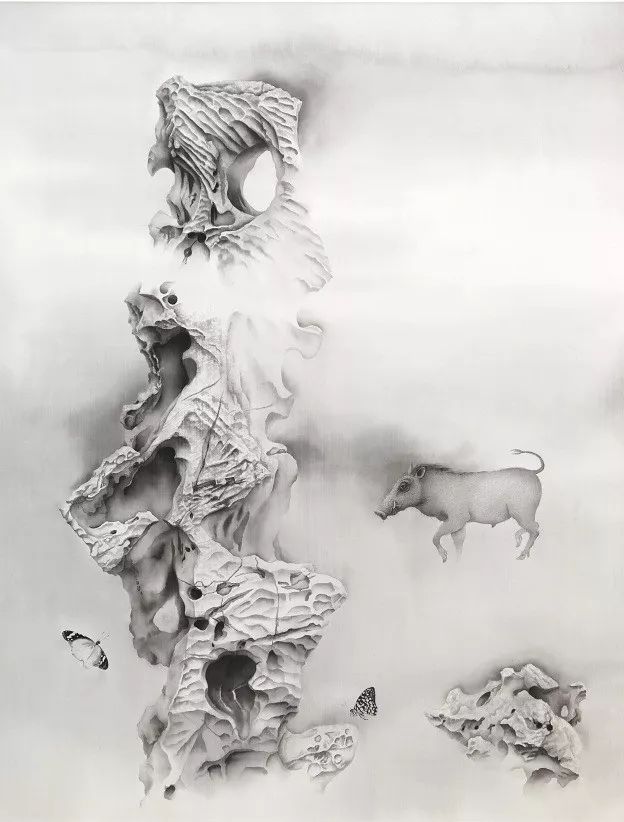 《冠云峰》2018年绢本水墨 136x104cm
