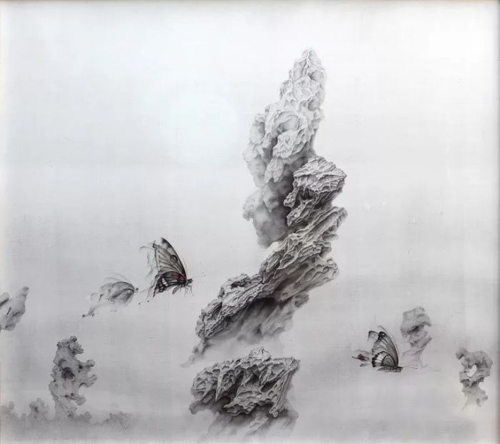 《秋分》2018年绢本水墨 153x171cm