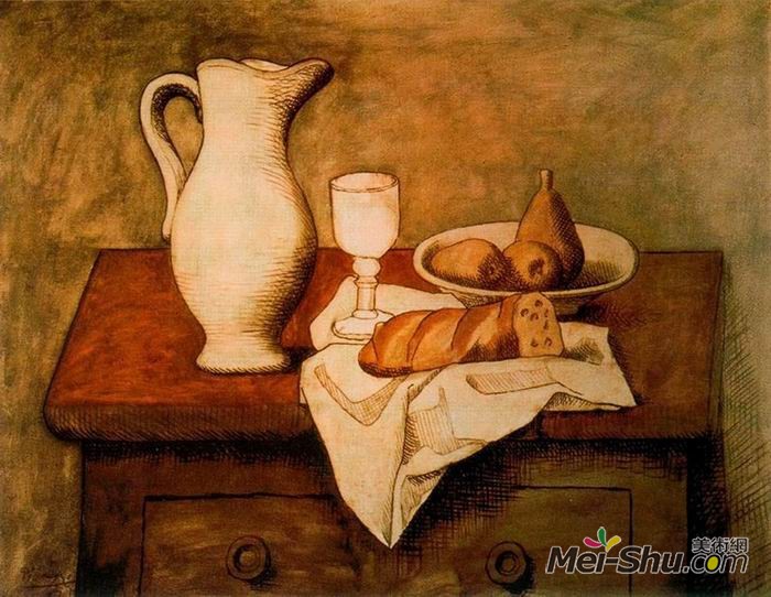 毕加索作品《水壶和面包》