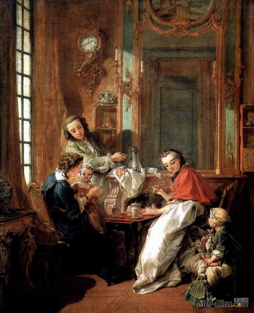 弗朗索瓦·布歇francois boucher作品 早晨的喝咖啡时间(morning