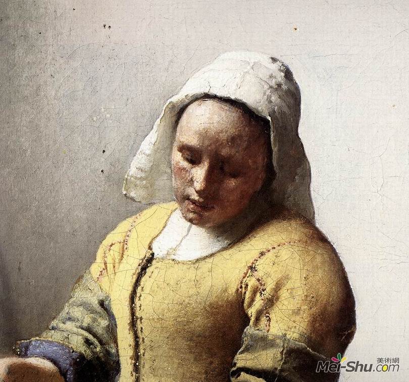约翰内斯·维米尔Johannes Vermeer作品 倒牛奶的女人表情特写
