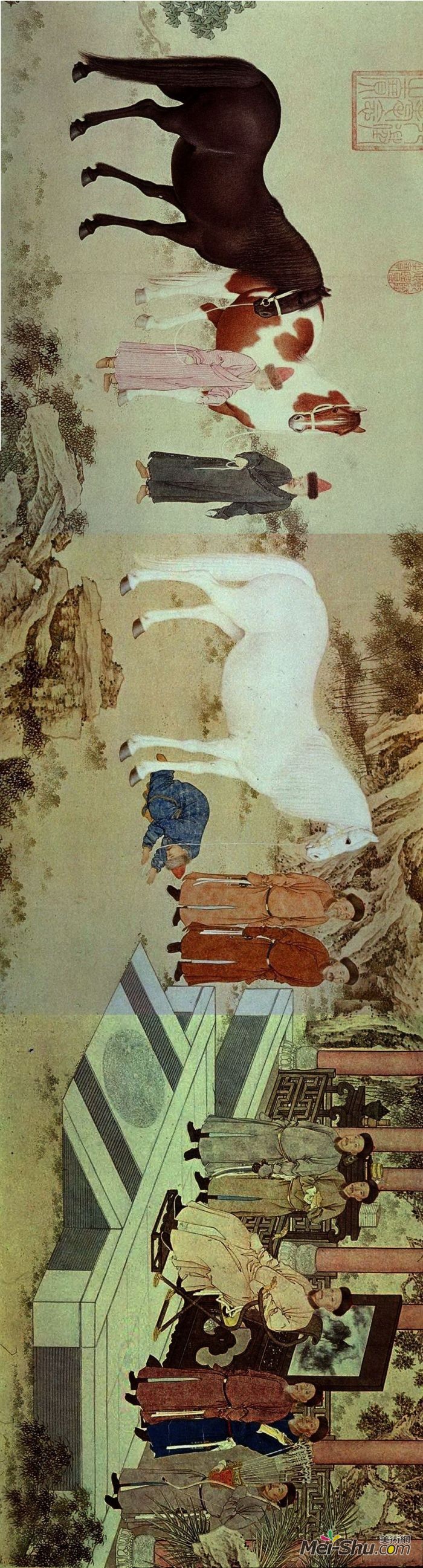 郎世宁《哈萨克贡马图》45.5×269厘米 法国吉美博物馆藏