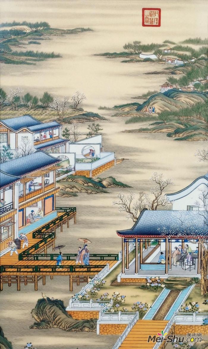 郎世宁《雍正十二月令圆明园行乐图-二月踏青》