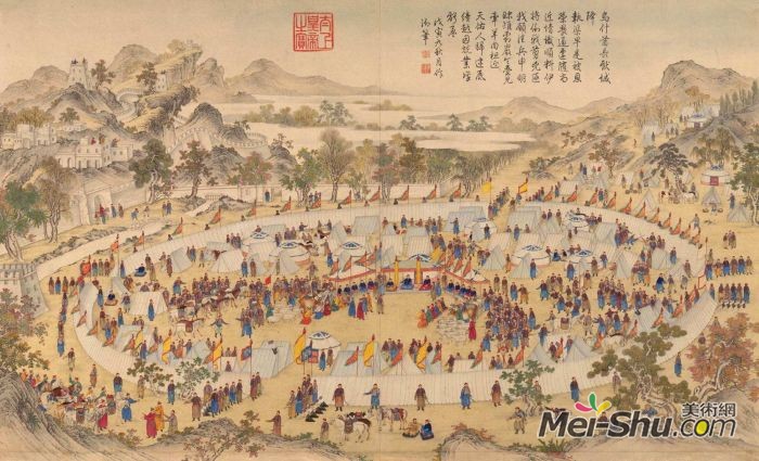 郎世宁《平定准部回部得胜图-乌什酉长献城降》