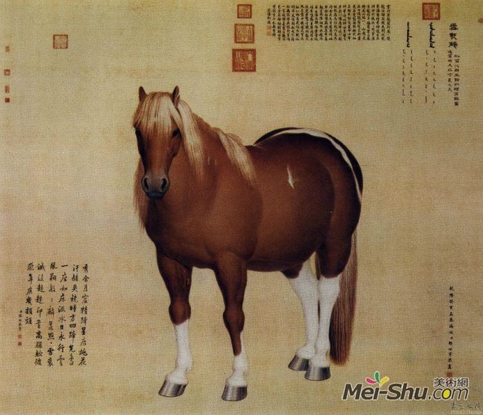 郎世宁《十骏图之雪点雕》