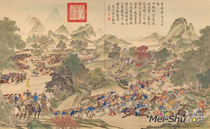 郎世宁《平定准部回部得胜图-霍斯库鲁克之战》